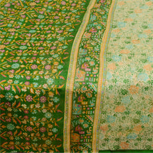 Load image into Gallery viewer, Sanskriti Vintage Green Sarees Pure Silk Printed Woven Sari Floral Craft Fabric
