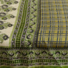 Sanskriti Vintage Green Sarees Indian Pure Silk Printed Sari 5YD Craft Sustainable Fabric