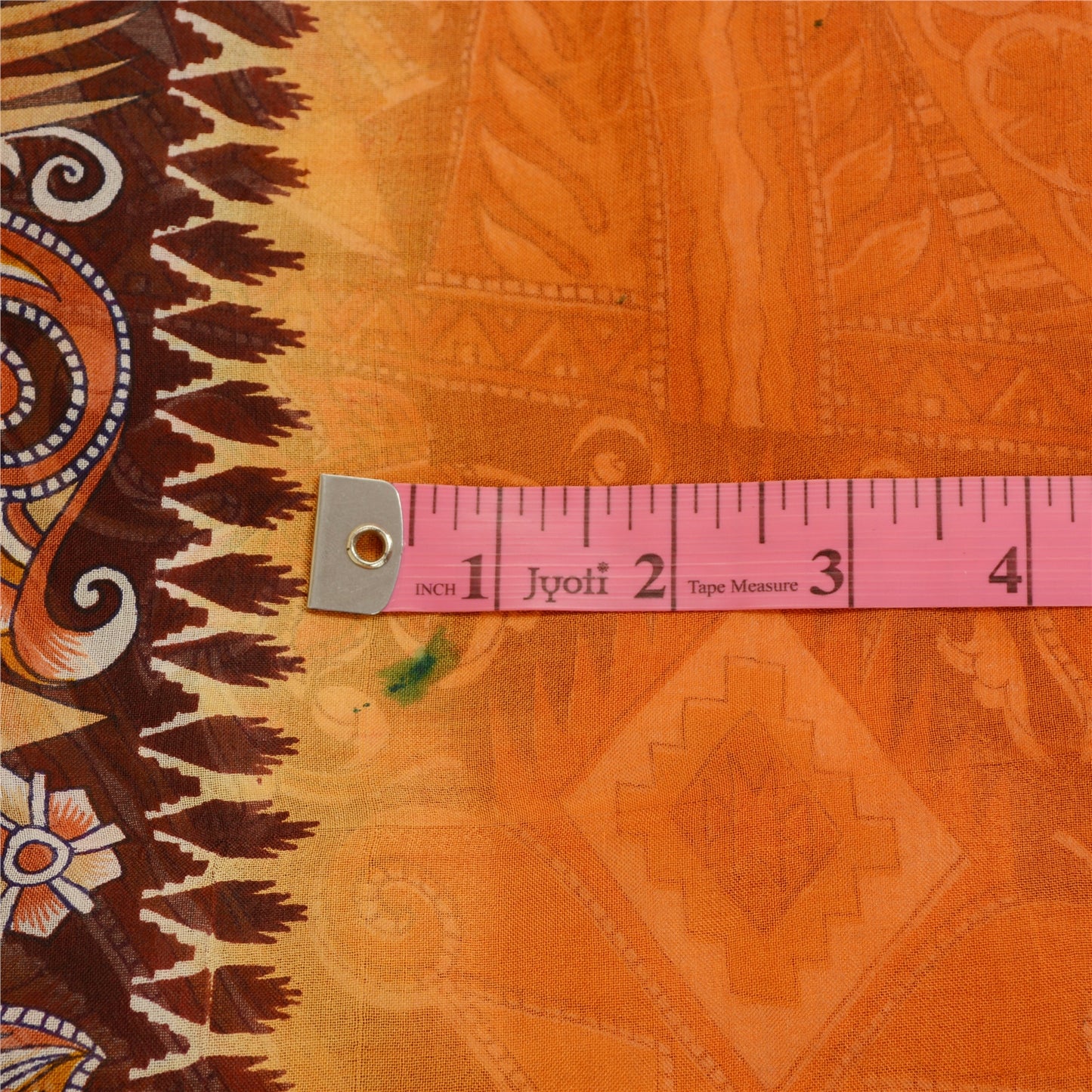 Sanskriti Vintage Sarees Orange Pure Silk Printed Sari 5yd Floral Craft Sustainable Fabric