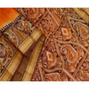 Sanskriti Vintage Sarees Orange Pure Silk Printed Sari 5yd Floral Craft Sustainable Fabric