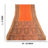 Sanskriti Vintage Sarees Orange Pure Silk Printed Sari 5yd Floral Craft Sustainable Fabric