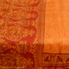 Sanskriti Vintage Sarees Saffron Indian Pure Silk Printed Sari 5yd Craft Sustainable Fabric