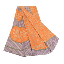 Load image into Gallery viewer, Sanskriti Vintage Sarees Orange Art Silk Indian Printed Sari Soft Craft Fabric
