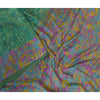 Sanskriti Vintage Sarees Green Art Silk Printed Sari Soft 5yd Deco Craft Sustainable Fabric