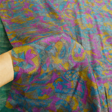 Load image into Gallery viewer, Sanskriti Vintage Sarees Green Art Silk Printed Sari Soft 5yd Deco Craft Fabric

