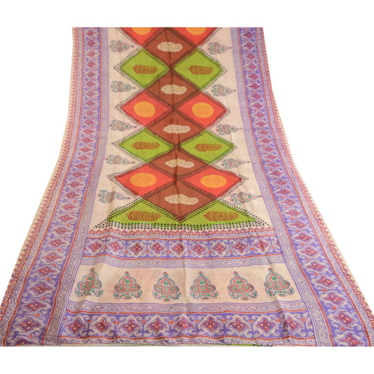 Sanskriti Vintage Multi Sarees 100% Pure Silk Printed Sari Floral Craft Sustainable Fabric