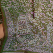 Load image into Gallery viewer, Sanskriti Vintage Green Human Bird Printed Sarees Pure Silk Sari Craft Fabric
