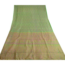 Load image into Gallery viewer, Sanskriti Vintage Green Printed Sarees 100% Pure Silk Sari 5yd Soft Craft Fabric
