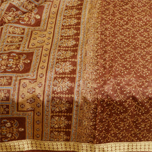 Load image into Gallery viewer, Sanskriti Vintage Brown Indian Sarees Pure Silk Printed Sari 5yd Craft Fabric
