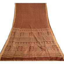 Load image into Gallery viewer, Sanskriti Vintage Brown Indian Sarees Pure Silk Printed Sari 5yd Craft Fabric
