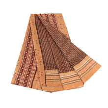 Load image into Gallery viewer, Sanskriti Vintage Brown Sarees 100% Pure Silk Printed Sari 5yd Soft Craft Fabric

