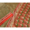 Sanskriti Vintage Green Indian Sarees Pure Silk Printed Sari 5yd Craft Sustainable Fabric