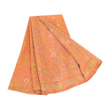 Load image into Gallery viewer, Sanskriti Vintage Orange Indian Sarees Pure Silk Printed Sari 5yd Craft Fabric

