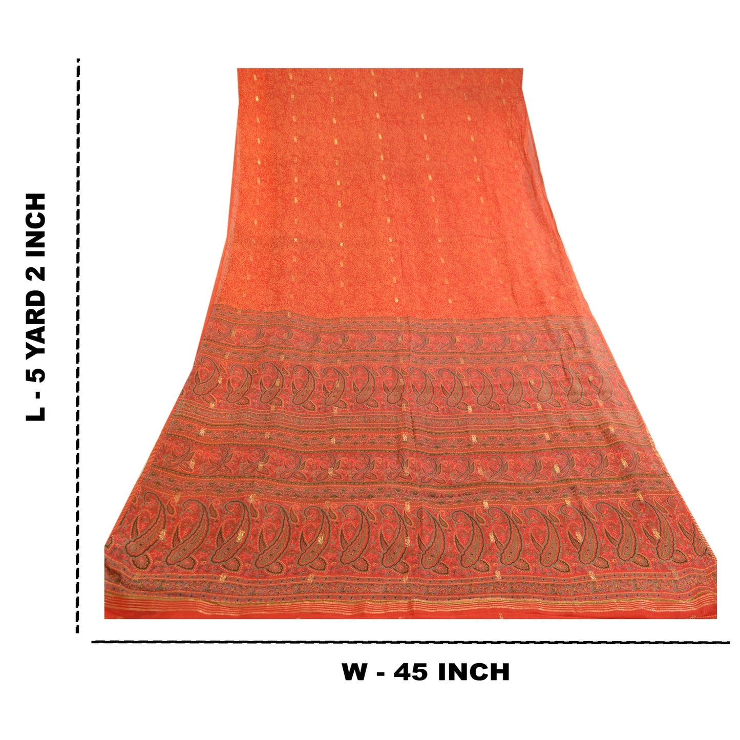 Sanskriti Vintage Red Printed Golden Woven Sarees Pure Silk Sari Craft Sustainable Fabric