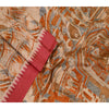 Sanskriti Vintage Peach Printed Self Sarees 100% Pure Silk Sari 5yd Craft Sustainable Fabric