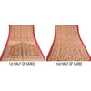 Sanskriti Vintage Peach Printed Self Sarees 100% Pure Silk Sari 5yd Craft Sustainable Fabric