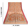 Sanskriti Vintage Peach Printed Self Sarees 100% Pure Silk Sari 5yd Craft Sustainable Fabric