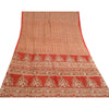 Sanskriti Vintage Red Indian Printed Sarees 100% Pure Silk Sari 5yd Craft Sustainable Fabric