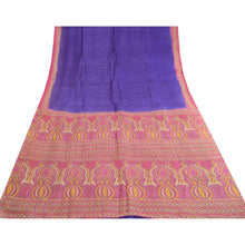 Load image into Gallery viewer, Sanskriti Vintage Sarees Purple/Pink Pure Silk Printed Sari Soft Craft Fabric
