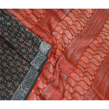 Load image into Gallery viewer, Sanskriti Vintage Black Sarees Pure Silk Hand Block Printed Sari Craft Fabric
