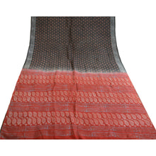 Load image into Gallery viewer, Sanskriti Vintage Black Sarees Pure Silk Hand Block Printed Sari Craft Fabric
