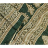 Sanskriti Vintage Sarees Indian Printed Green Blend Silk Sari 5yd Craft Sustainable Fabric