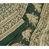 Sanskriti Vintage Sarees Indian Printed Green Blend Silk Sari 5yd Craft Sustainable Fabric
