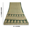 Sanskriti Vintage Sarees Indian Printed Green Blend Silk Sari 5yd Craft Sustainable Fabric