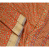 Sanskriti Vintage Sarees Red Printed 100% Pure Silk Sari Floral 5yd Craft Sustainable Fabric