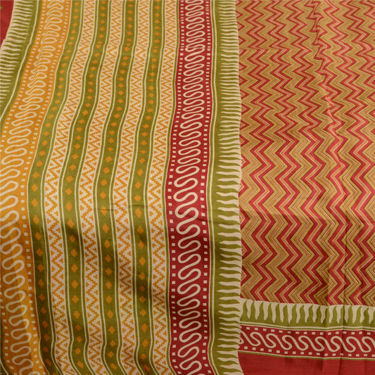 Sanskriti Vintage Sarees Multi 100% Pure Silk Printed Sari Floral Craft Sustainable Fabric