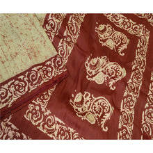 Load image into Gallery viewer, Sanskriti Vintage Sarees Batik Printed Olive Green Pure Silk Sari Craft Fabric

