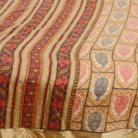 Sanskriti Vintage Sarees Multi Indian Printed Pure Silk Sari Floral Craft Sustainable Fabric