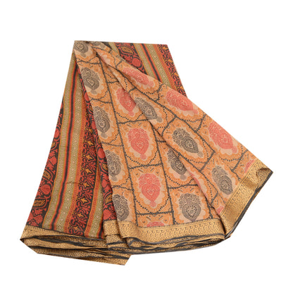 Sanskriti Vintage Sarees Multi Indian Printed Pure Silk Sari Floral Craft Sustainable Fabric