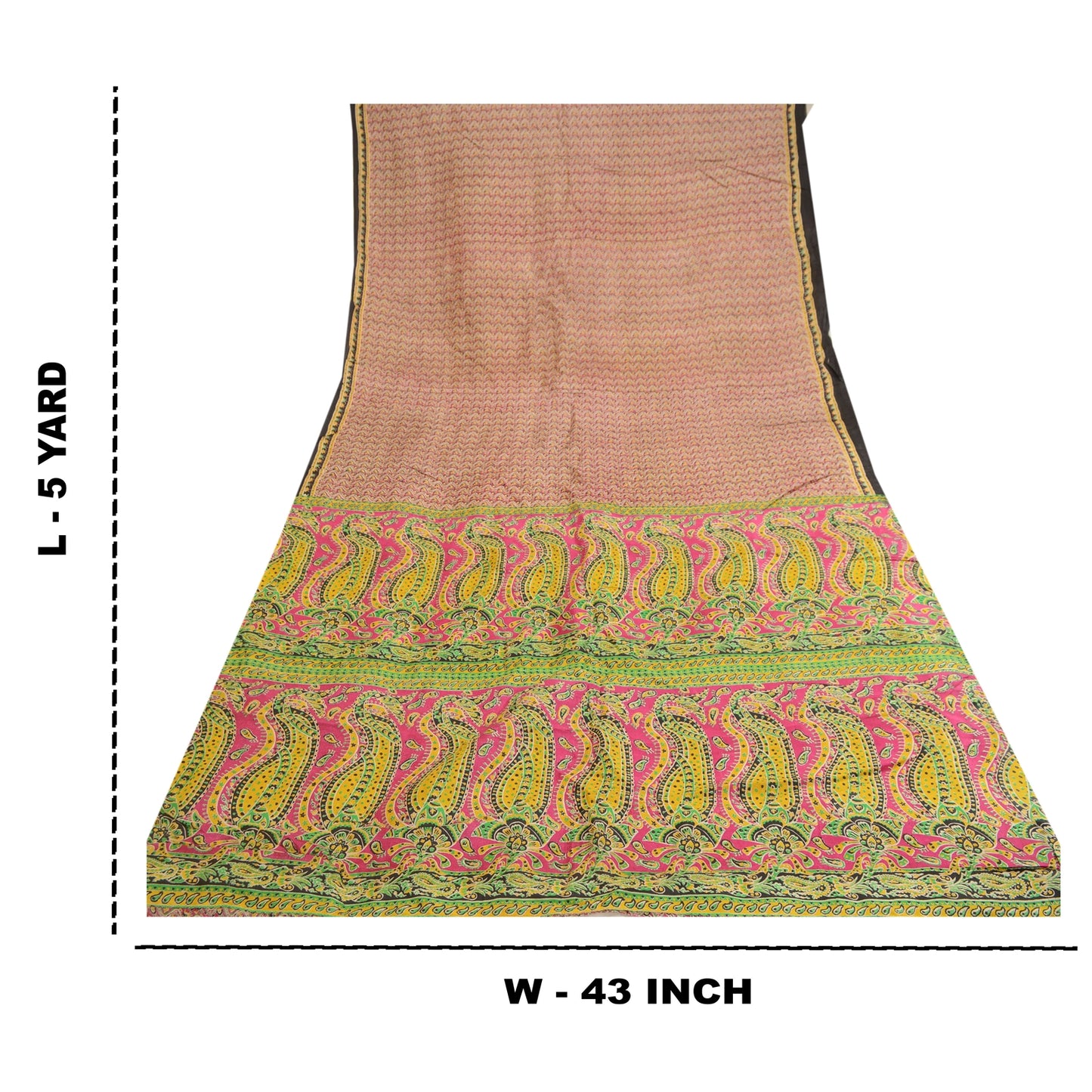 Sanskriti Vintage Sarees Pink Pure Silk Printed Sari Floral Soft Craft Sustainable Fabric