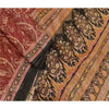 Sanskriti Vintage Sarees Dark Red Indian Pure Silk Printed Sari 5yd Craft Sustainable Fabric