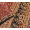 Sanskriti Vintage Sarees Dark Red Indian Pure Silk Printed Sari 5yd Craft Sustainable Fabric
