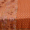 Sanskriti Vintage Sarees Rusty Orange Pure Silk Printed Sari 5yd Craft Sustainable Fabric
