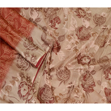 Load image into Gallery viewer, Sanskriti Vintage Sarees Orange Printed Pure Silk Sari Floral Soft Craft Fabric
