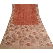 Load image into Gallery viewer, Sanskriti Vintage Sarees Orange Printed Pure Silk Sari Floral Soft Craft Fabric
