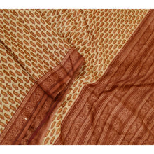 Load image into Gallery viewer, Sanskriti Vintage Sarees Cream Printed Pure Silk Sari Floral Soft Craft Fabric

