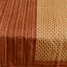 Load image into Gallery viewer, Sanskriti Vintage Sarees Cream Printed Pure Silk Sari Floral Soft Craft Fabric
