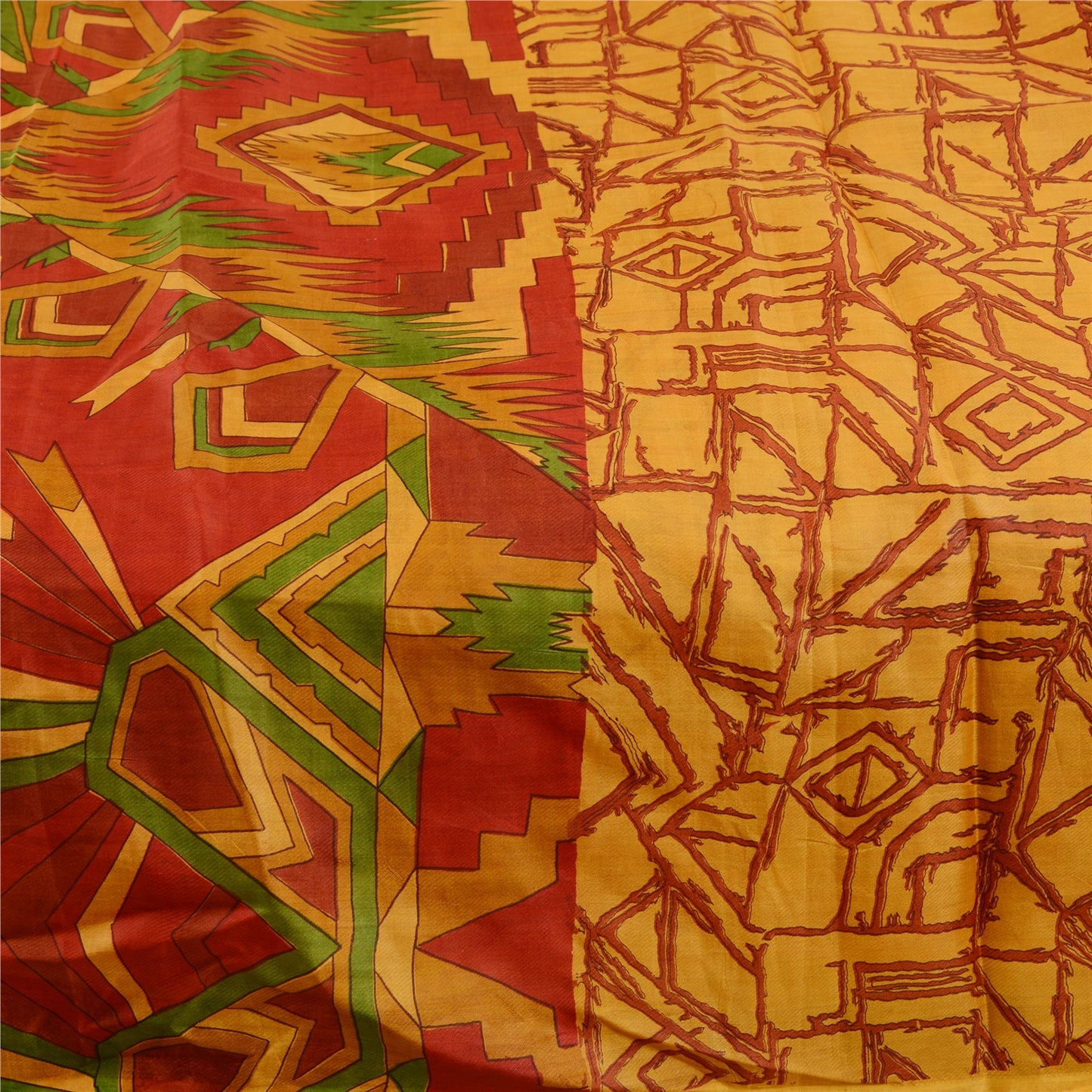 Санскритские винтажные сари желтое сари из чистого шелка с принтом 5 ярдов цветочная ткань для рукоделия из экологически чистой ткани