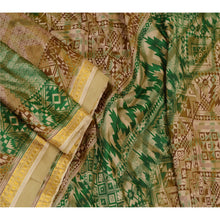Load image into Gallery viewer, Sanskriti Vintage Brown Sarees Printed Pure Silk Zari Border Sari Craft Fabric
