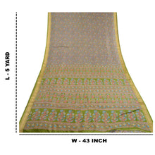 Load image into Gallery viewer, Sanskriti Vintage Green Indian Sarees Printed Pure Silk Sari Soft Craft Fabric
