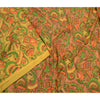Sanskriti Vintage Yellow Human Face Printed Sarees Art Silk Sari Craft Sustainable Fabric