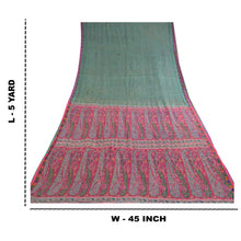 Load image into Gallery viewer, Sanskriti Vintage Green Indian Sarees Pure Silk Printed Sari 5yd Craft Fabric
