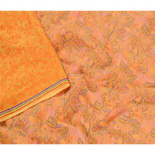 Load image into Gallery viewer, Sanskriti Vintage Yellow Indian Sarees Pure Silk Printed Sari Soft Craft Fabric
