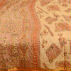 Sanskriti Vintage Beige Sarees Indian Pure Silk Printed Sari Soft Craft Sustainable Fabric