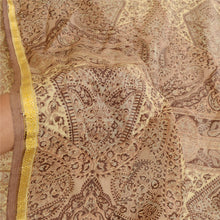 Load image into Gallery viewer, Sanskriti Vintage Brown Sarees Art Silk Printed Sari Floral Decor Craft Fabric
