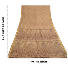 Load image into Gallery viewer, Sanskriti Vintage Brown Sarees Art Silk Printed Sari Floral Decor Craft Fabric
